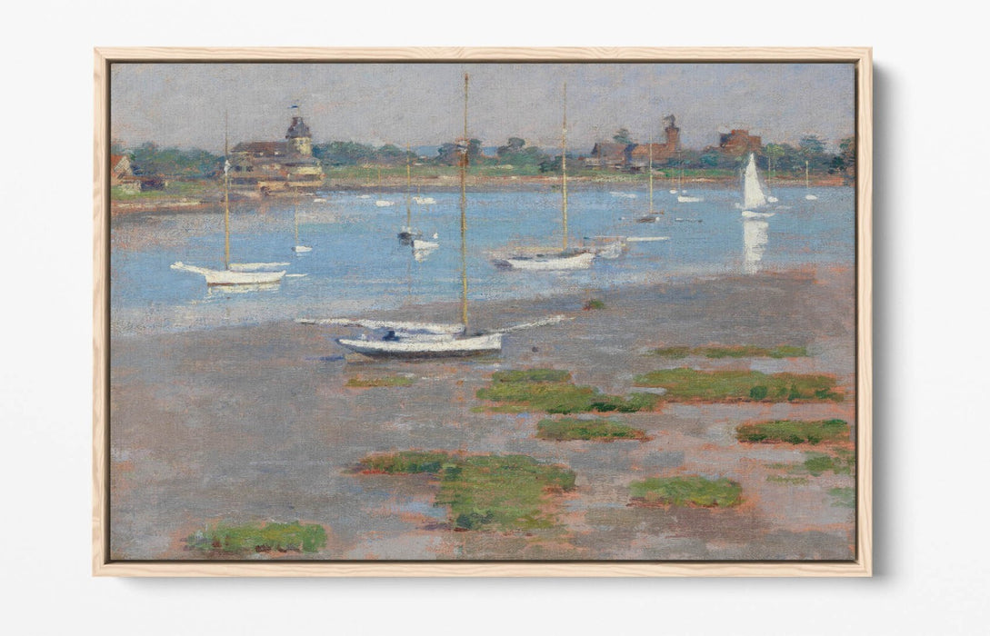 THEODORE ROBINSON, RIVERSIDE YACHT CLUB -FLOAT EFFECT CANVAS WALL ART PIC PRINT