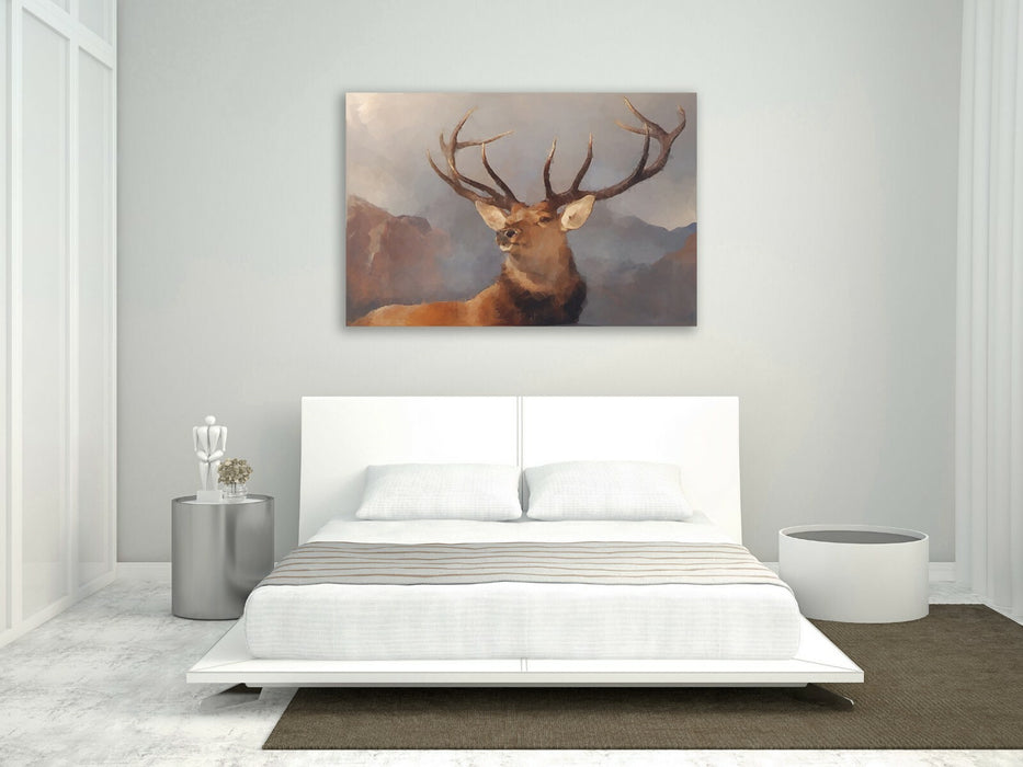 Deer Stag Canvas Art - Framed Geometric Wall Art With Premium Varnish Finish