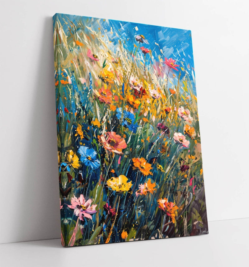 Impressionist Canvas Art – Field Of Flowers Print | Handmade Floral Wall Decoration