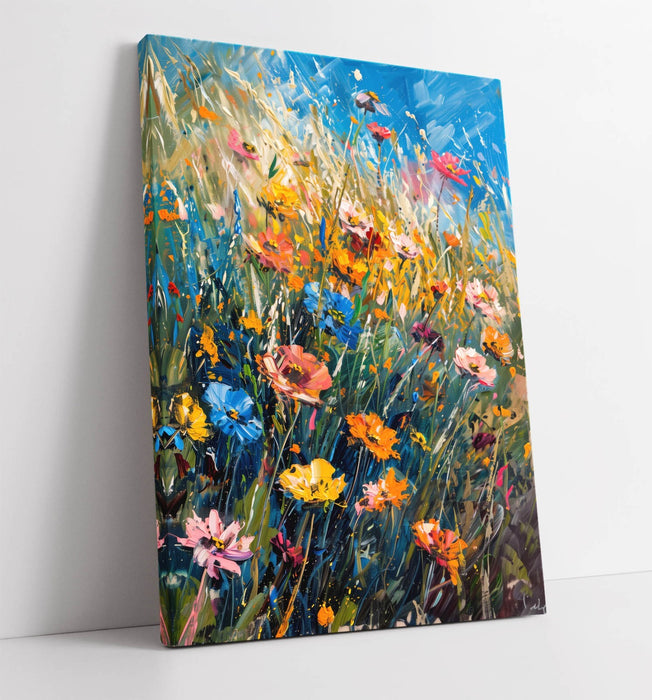FIELD OF FLOWERS IMPRESSIONIST STYLE DECOR CANVAS WALL ART PICTURE PRINT