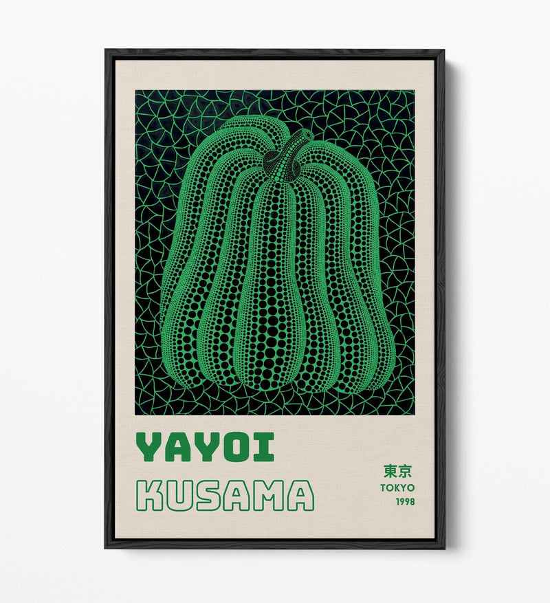 Green Pumpkin Canvas Art - Contemporary Wall Decor With Float Effect Frame