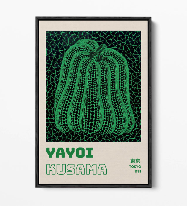 Green Pumpkin Canvas Art - Contemporary Wall Decor With Float Effect Frame