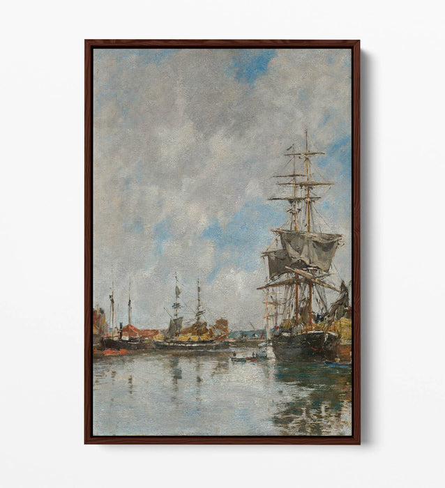 EUGENE BOUDIN, THE DOCK OF DEAUVILLE -FLOAT EFFECT CANVAS WALL ART PRINT