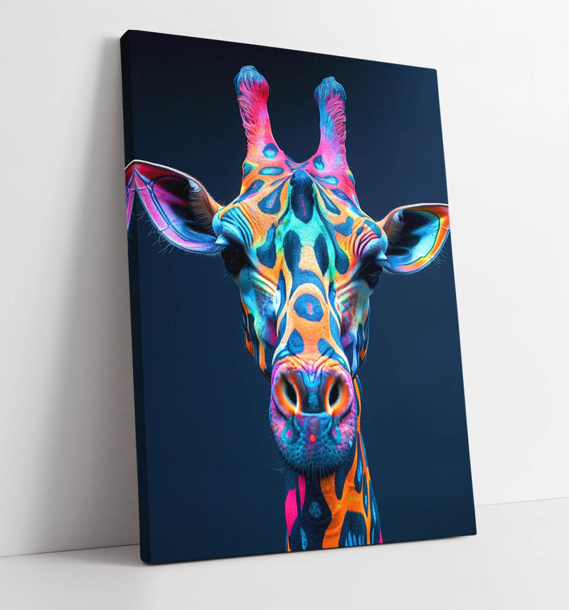 Giraffe Canvas Art - Abstract Wall Art | Contemporary Colorful Wildlife Painting