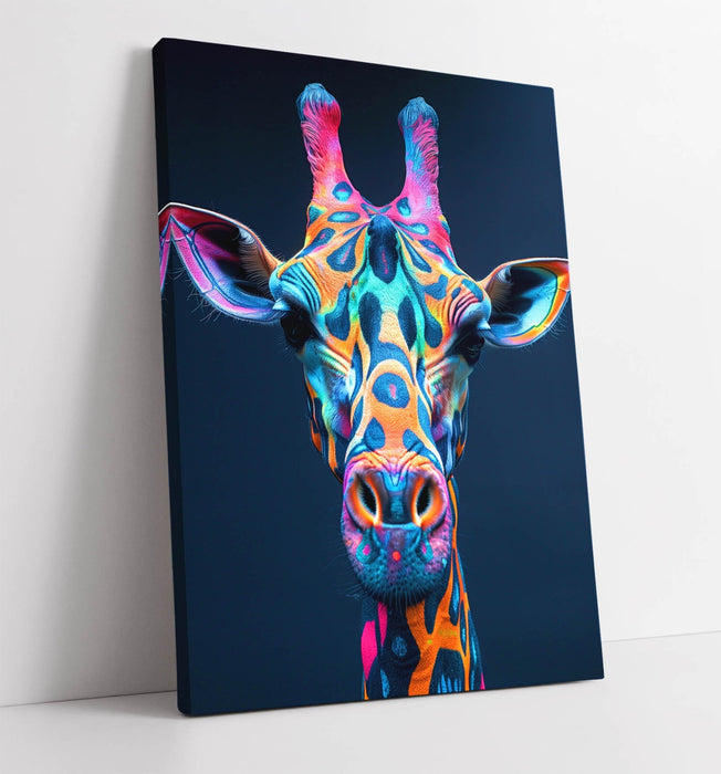 Giraffe Canvas Art - Abstract Wall Art | Contemporary Colorful Wildlife Painting