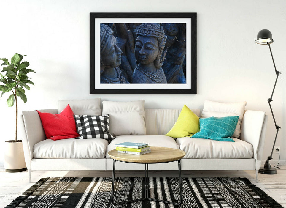 Buddha Wall Art - Grey Buddha Statue Print | Handmade Buddhist Art Decor