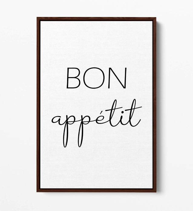 "BON APPETIT" KITCHEN FOOD QUOTE SLOGAN HOME -FLOAT EFFECT CANVAS WALL ART PRINT