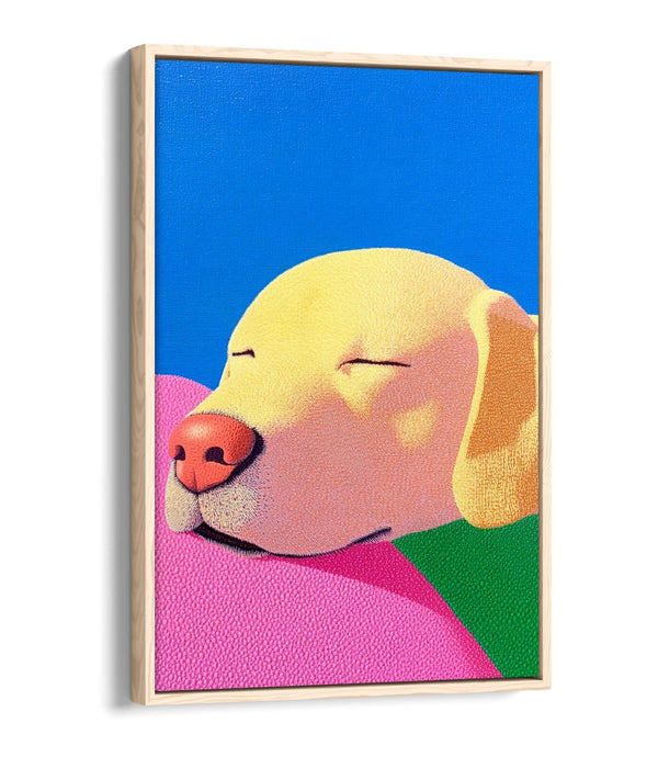 Labrador Canvas Art – Cute Sleeping Dog Wall Art With Premium Float Frame