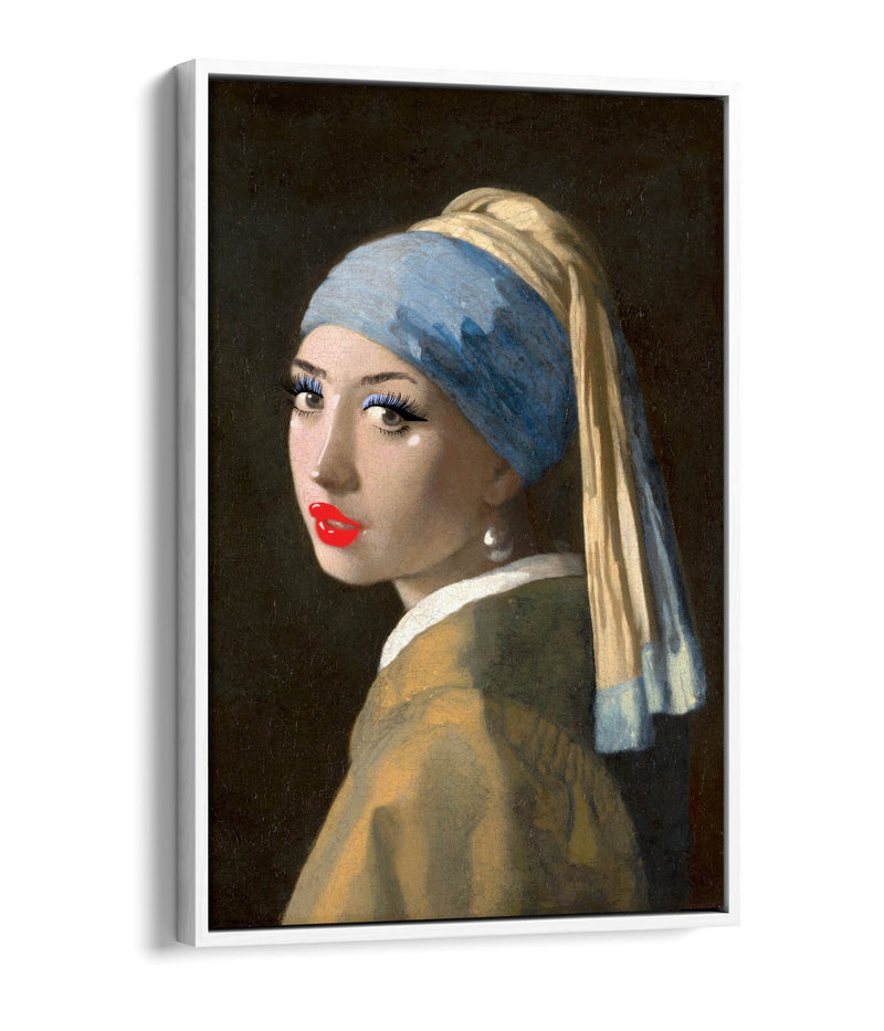 Float Effect Canvas Art - Girl With Pearl Earring Makeup | Handmade UK Wall Decor