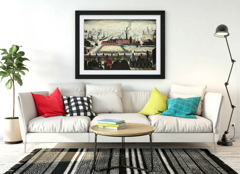 LS LOWRY THE FOOTBALL MATCH -FRAMED ART POSTER PICTURE PRINT ARTWORK- GREEN