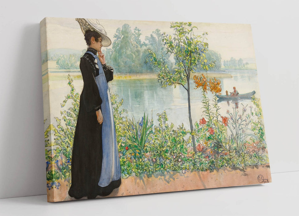 Canvas Wall Art - Carl Larsson Karin At The Shore Print With Premium Varnish Finish