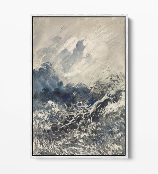 CHARLES FRANCOIS DAUBIGNY, OAK TREE AND REED -FLOAT EFFECT CANVAS WALL ART PRINT