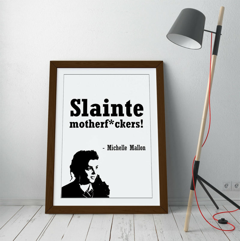 Framed Wall Art – Funny Irish Derry Girls Poster with Wood Grain Frame | Handmade UK Art