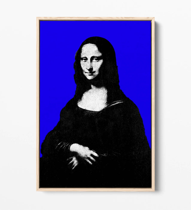 MONA LISA POP ART DA VINCI BLUE BACKGROUND -FLOAT EFFECT CANVAS WALL ART PRINT