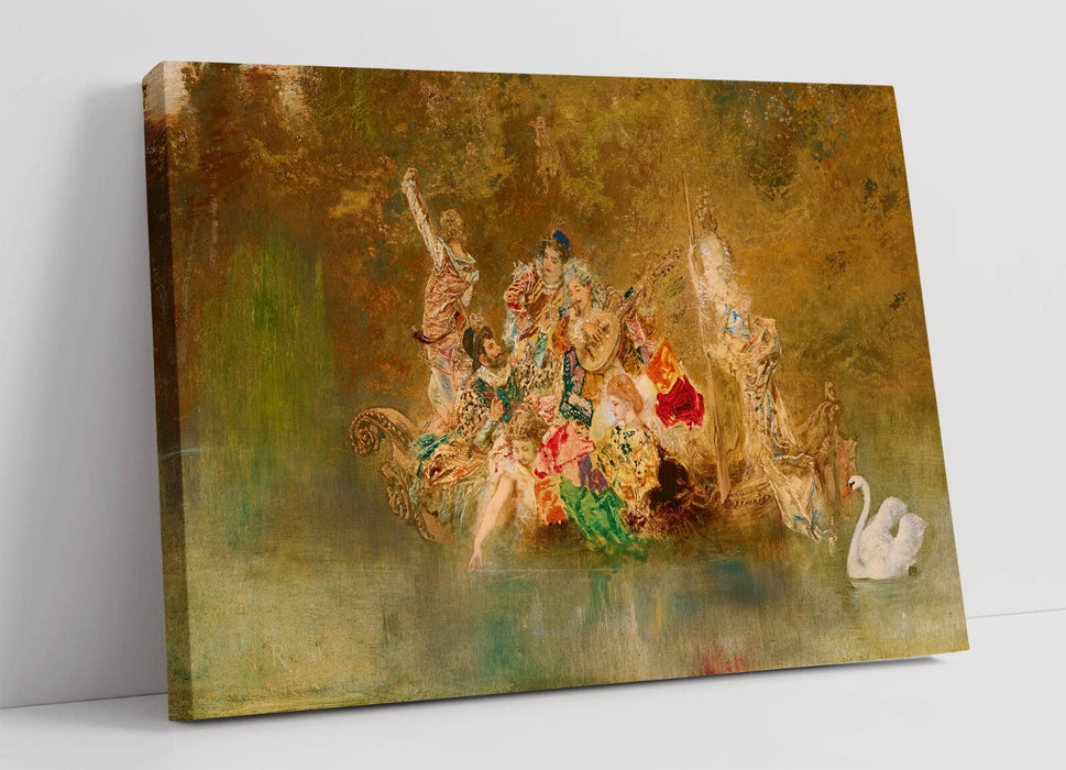 Canvas Wall Art - Anton Romako Merry Company Gondola Handmade Print