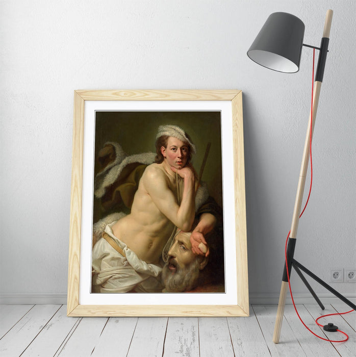 Framed Art Poster Featuring Johann Zoffany Self Portrait & Head of Goliath | Matte Paper Print
