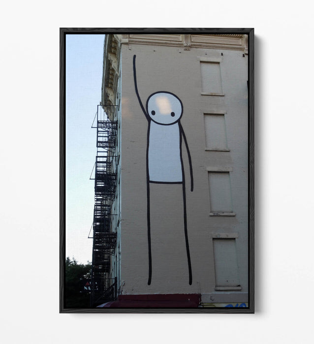 Canvas Wall Art - Funny Stick Man Graffiti Print | Float Effect, Vibrant Colors