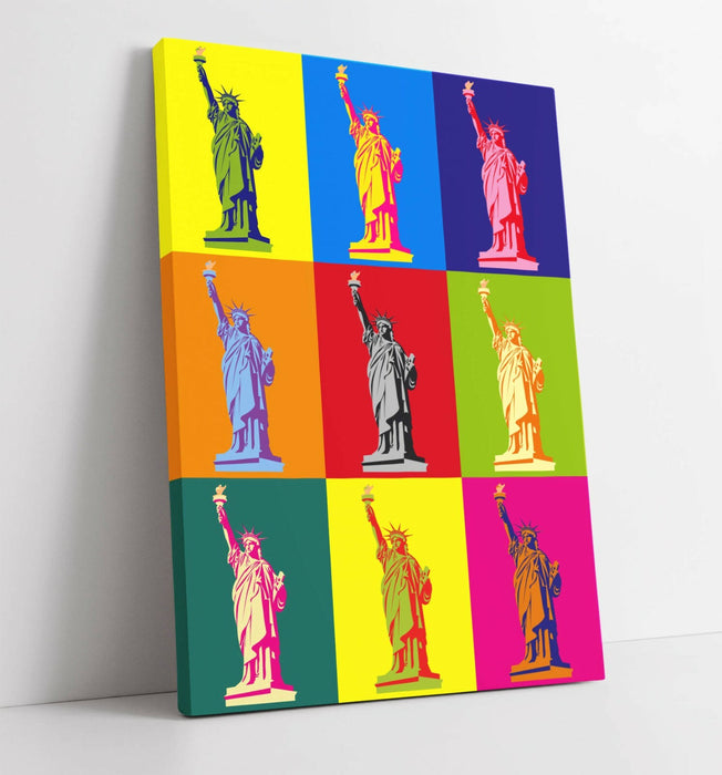 STATUE OF LIBERTY COLOURFUL POP ART -CANVAS WALL ART PRINT ARTWORK FRAMED