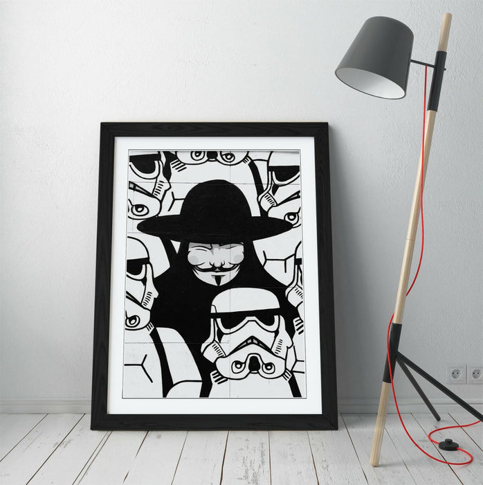 GUY FAWKES STORMTROOPERS GRAFFITI -ART FRAMED POSTER PICTURE PRINT ARTWORK-