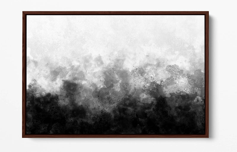 Canvas Wall Art - Abstract Black And White Sketch Print With Float Effect Frame