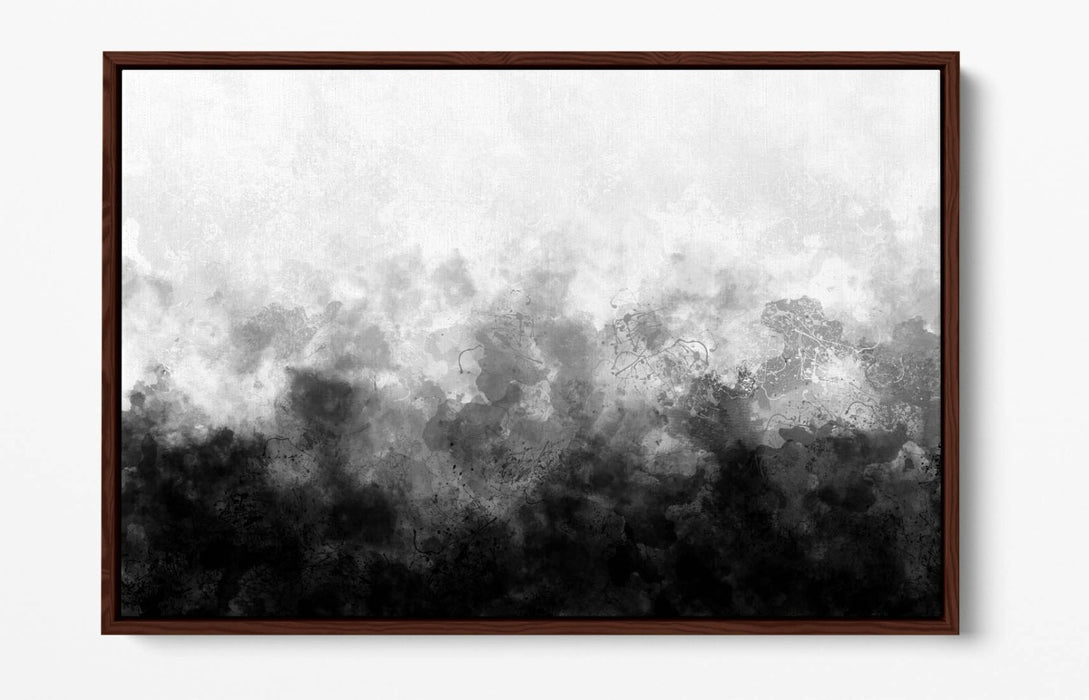 Canvas Wall Art - Abstract Black And White Sketch Print With Float Effect Frame