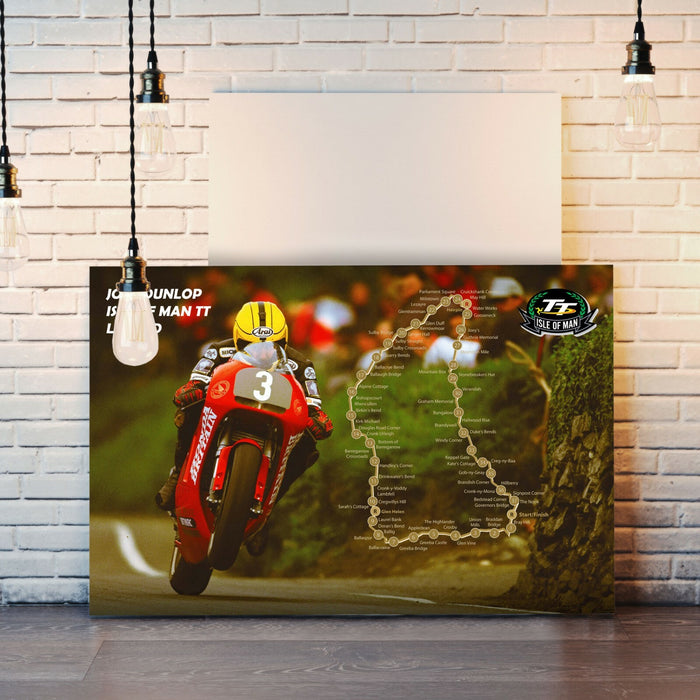 Isle of Man TT Canvas - Joey Dunlop Racing Bike Wall Art Print | Framed 30mm Deep