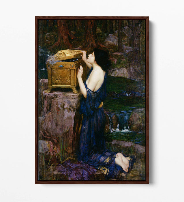 JOHN WILLIAM WATERHOUSE PANDORA-FLOAT EFFECT CANVAS WALL ART PIC PRINT-GREEN