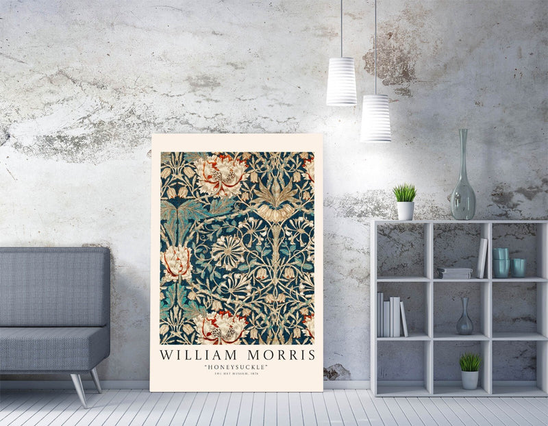 William Morris Canvas Art – Handmade Honeysuckle Plant Print | Vibrant Wall Decor