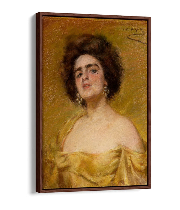 Canvas Wall Art - Laura In Yellow Print | Float Effect Canvas Art Print With Premium Varnish Finish