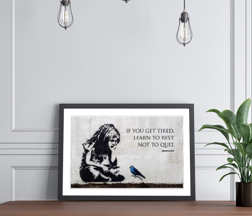 LITTLE GIRL BLUE BIRD QUOTE FRAMED STREET ART POSTER PICTURE PRINT 4 SIZE BANKSY