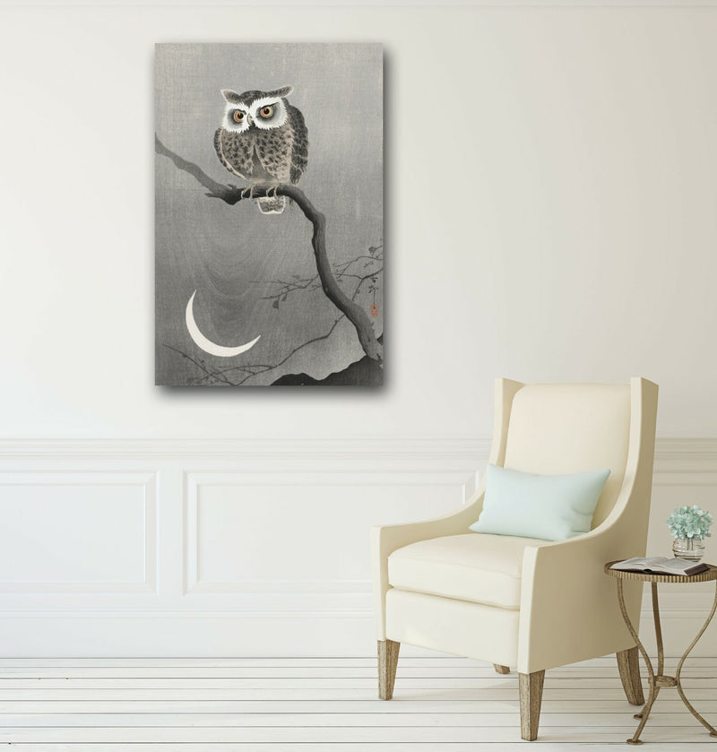 Owl Canvas Wall Art – Handmade Japanese Owl Print on Archival Grade Canvas