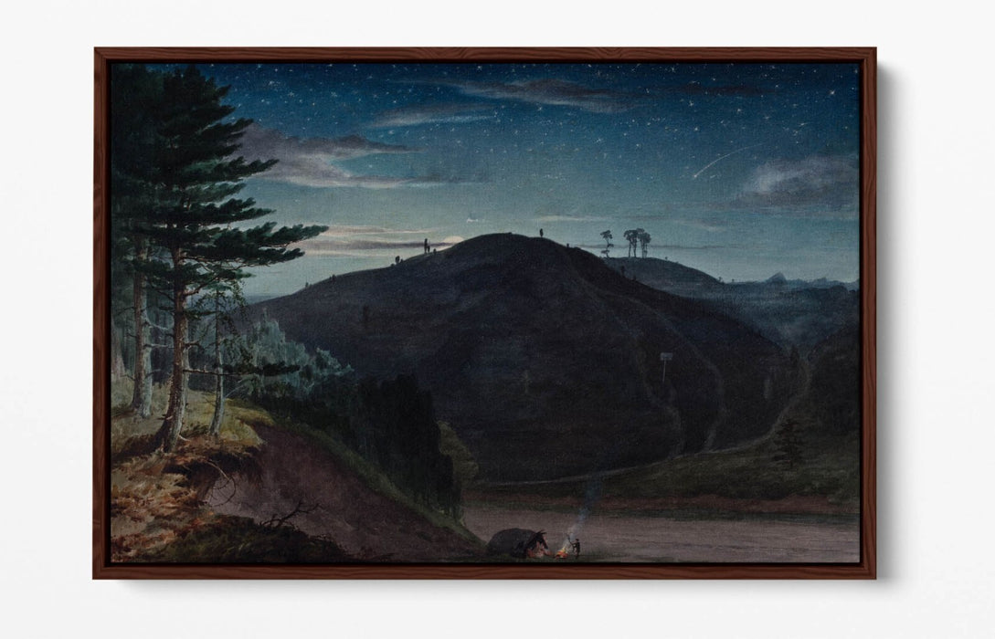 ELIJAH WALTON, COFTON FROM REDNAL, MOONLIGHT -FLOAT EFFECT CANVAS WALL ART PRINT