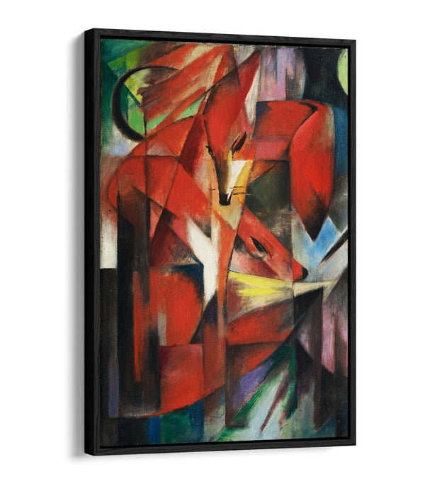 Canvas Wall Art – Franz Marc The Foxes Float Effect Print on Blue Navy Canvas