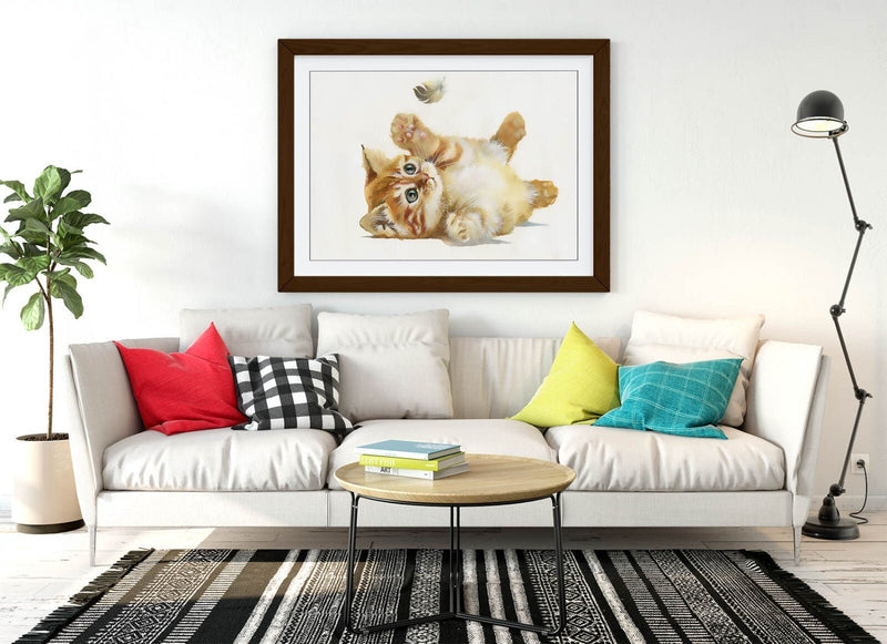 Kitten Wall Art – Cute Kitten Decor Watercolor Poster | Framed Art Print UK Made