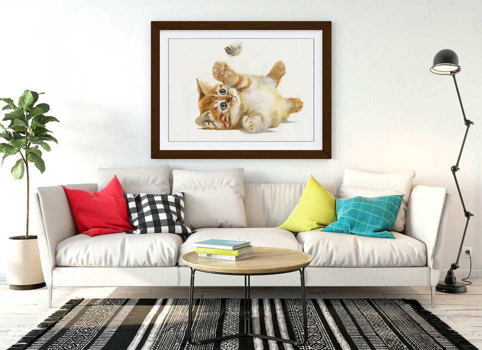 Kitten Wall Art – Cute Kitten Decor Watercolor Poster | Framed Art Print UK Made