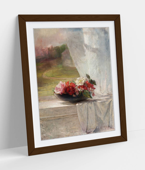 Framed Art Poster - John La Farge, Flowers On Window Ledge | Matte Paper Print