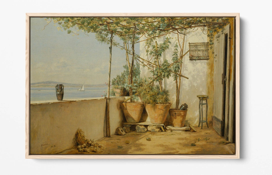 MARTINUS RORBYE, A LOGGIA FROM PROCIDA -FLOAT EFFECT CANVAS WALL ART PRINT