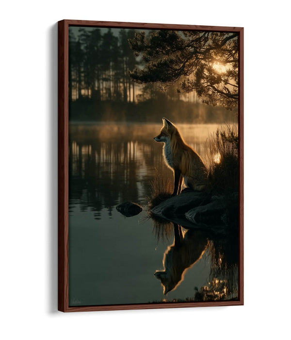 Canvas Wall Art - Cool Fox Float Effect Handmade Print With Premium Frame