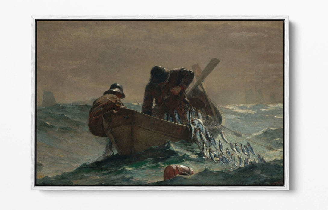 WINSLOW HOMER, THE HERRING NET -FLOAT EFFECT CANVAS WALL ART PRINT