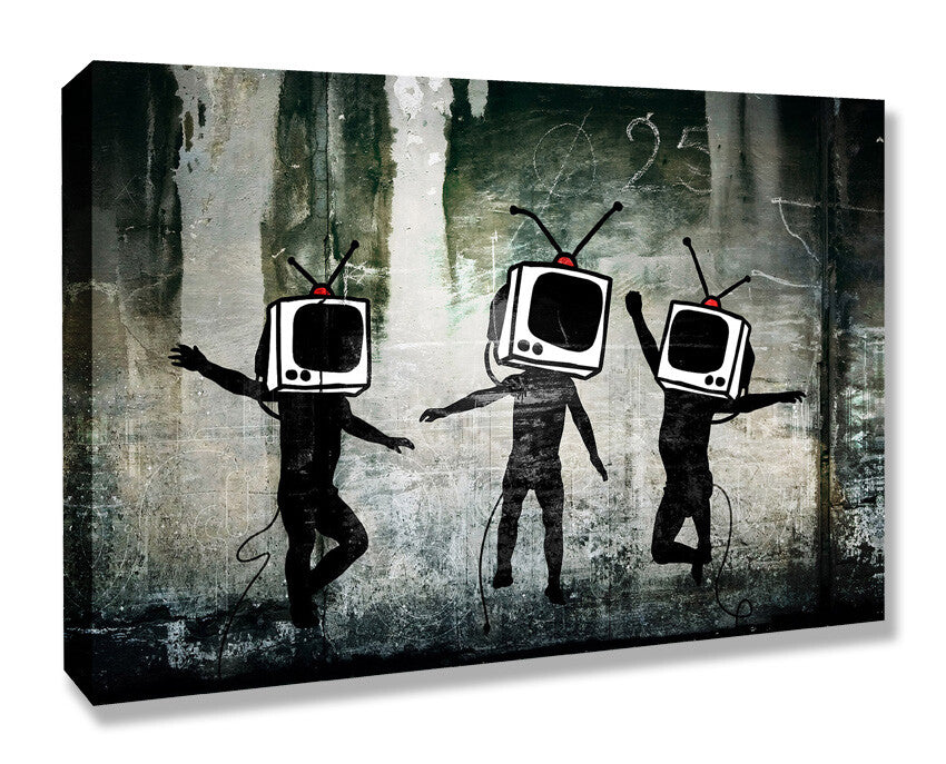 BANKSY - TV HEADS CANVAS STREET ART PRINT ARTWORK