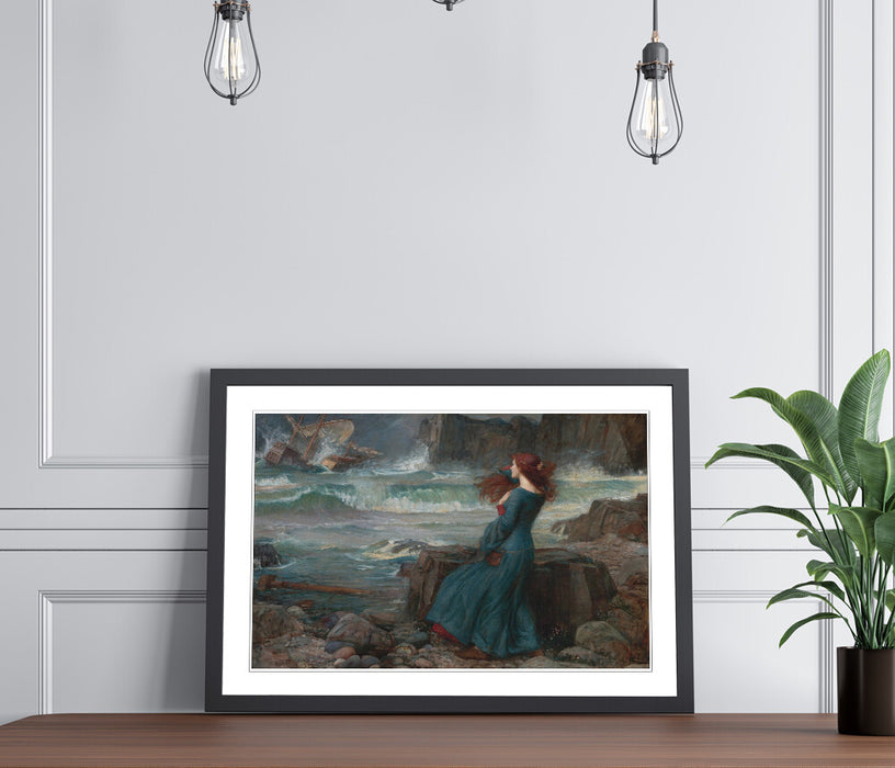 JOHN WILLIAM WATERHOUSE MIRANDA TEMPEST FRAMED ART POSTER PAINTING PRINT 4 SIZES