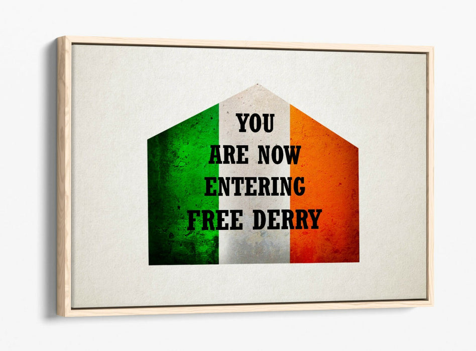 FREE DERRY CORNER IRISH FLAG, DERRY GIRLS  -FLOAT EFFECT CANVAS ART PRINT