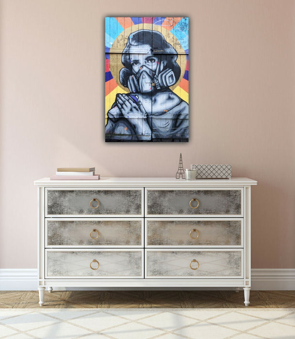 Canvas Wall Art - Woman Gas Mask Art | Premium Satin Varnish Coating