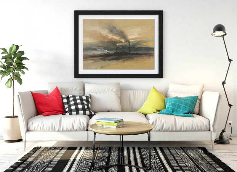 Framed Wall Art Poster Featuring Thomas Moran Smelting Works Artwork - UK Handmade Frame