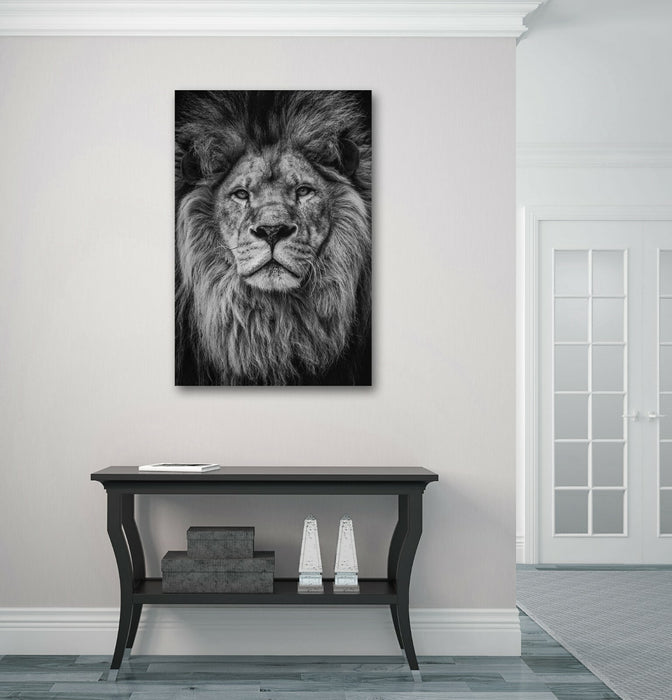 LION HEAD BLACK AND WHITE CANVAS WALL ART PRINT ARTWORK STRENGTH COURAGE