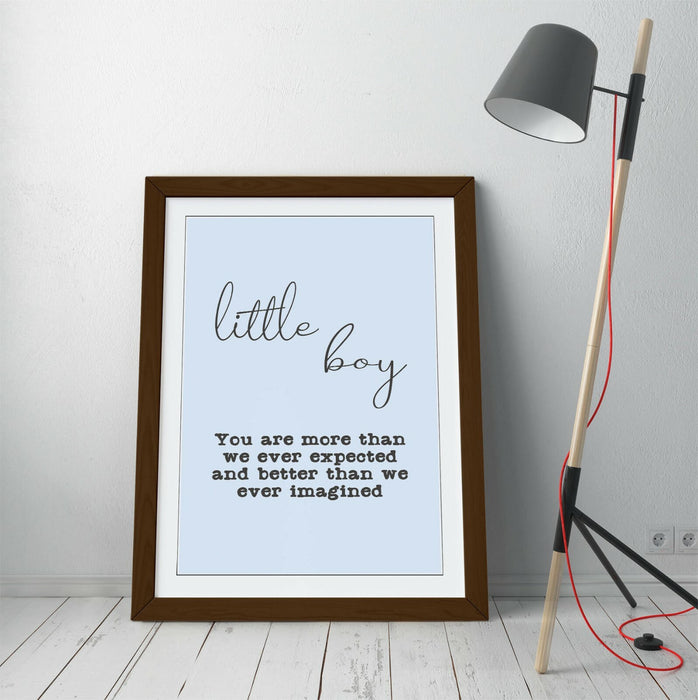"LITTLE BOY" NURSERY BABY KIDS ROOM QUOTE SLOGAN -FRAMED WALL ART PICTURE PRINT