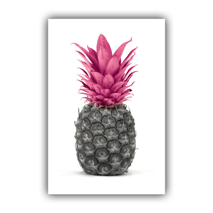 Canvas Wall Art - Pineapple Black & White Pink | Vibrant Modern Artwork Ready to Hang