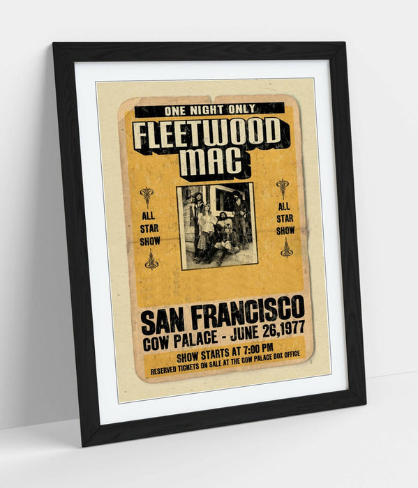 Fleetwood Mac Poster - Vintage Music Poster With Handmade UK Frame & Matte Paper