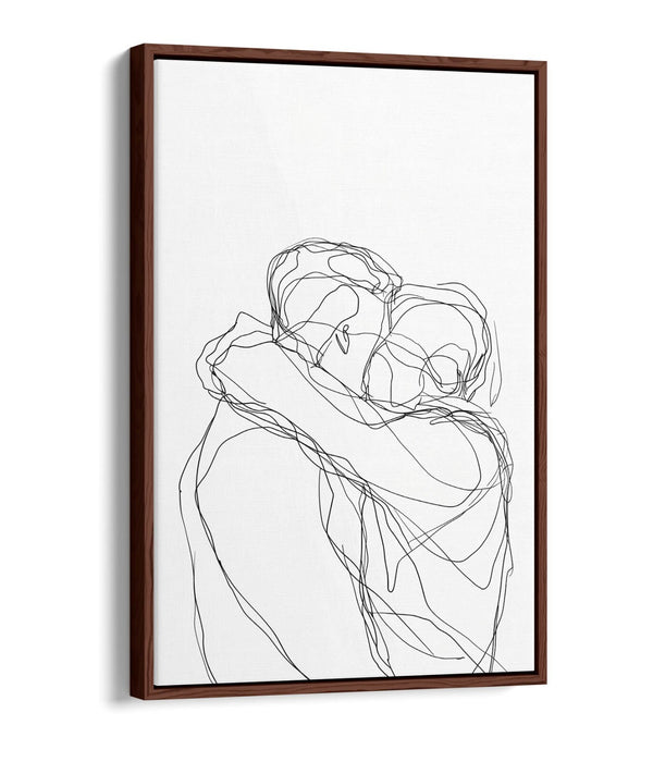 Minimalist Couple Canvas Art - Love Line Illustration | Float Effect Print