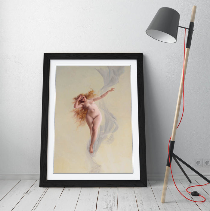 Framed Wall Art - Luis Ricardo Falero Dawn Painting Poster Print with MDF Wood Frame
